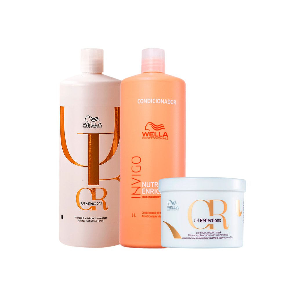 Kit Wella Oil Reflections + Nutri Enrich - Shampoo Oil Reflections 1L +  Condicionador Nutri Enrich 1L + Máscara Oil Reflections 500ml