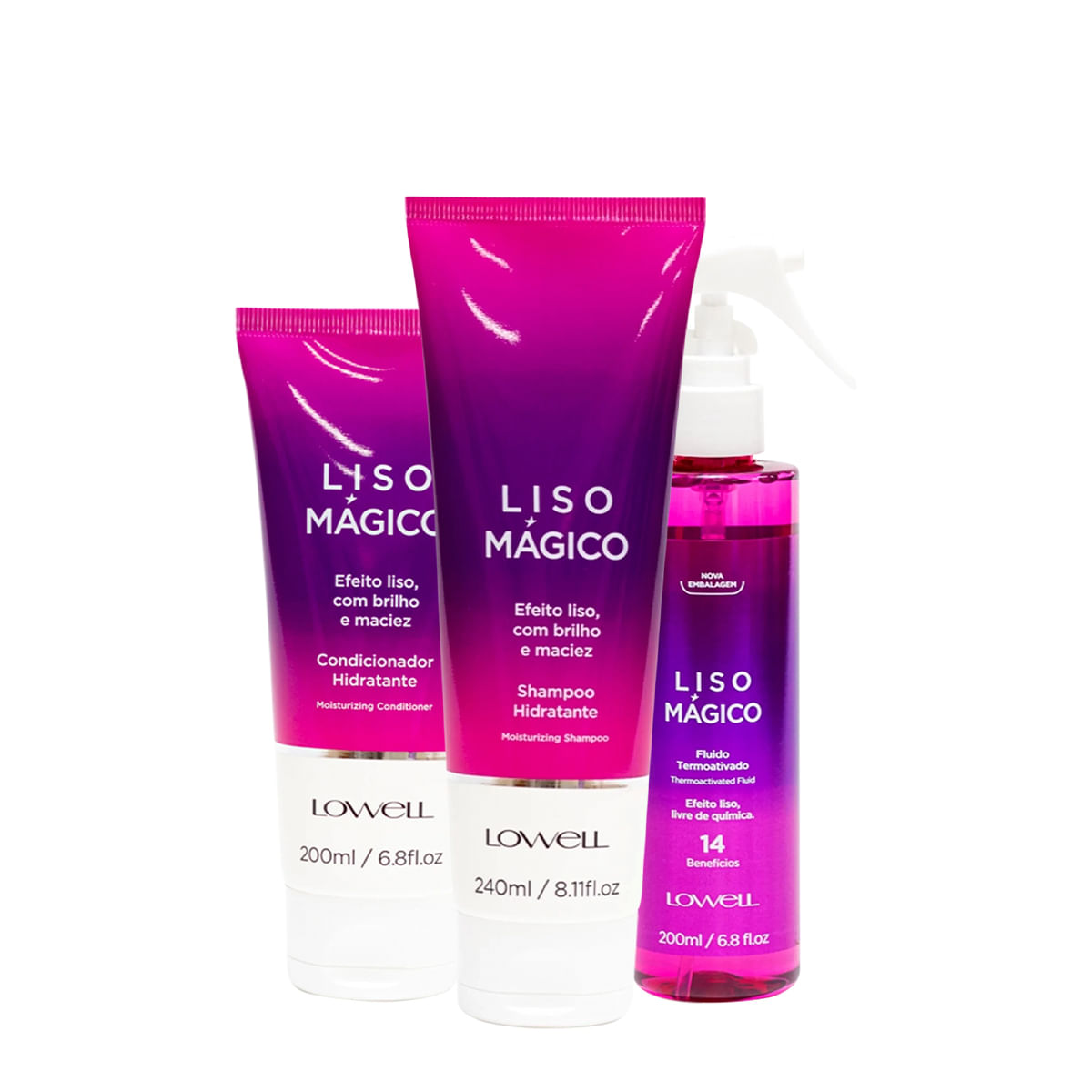 Kit Lowell Liso Mágico Duo Fluído (3 produtos)