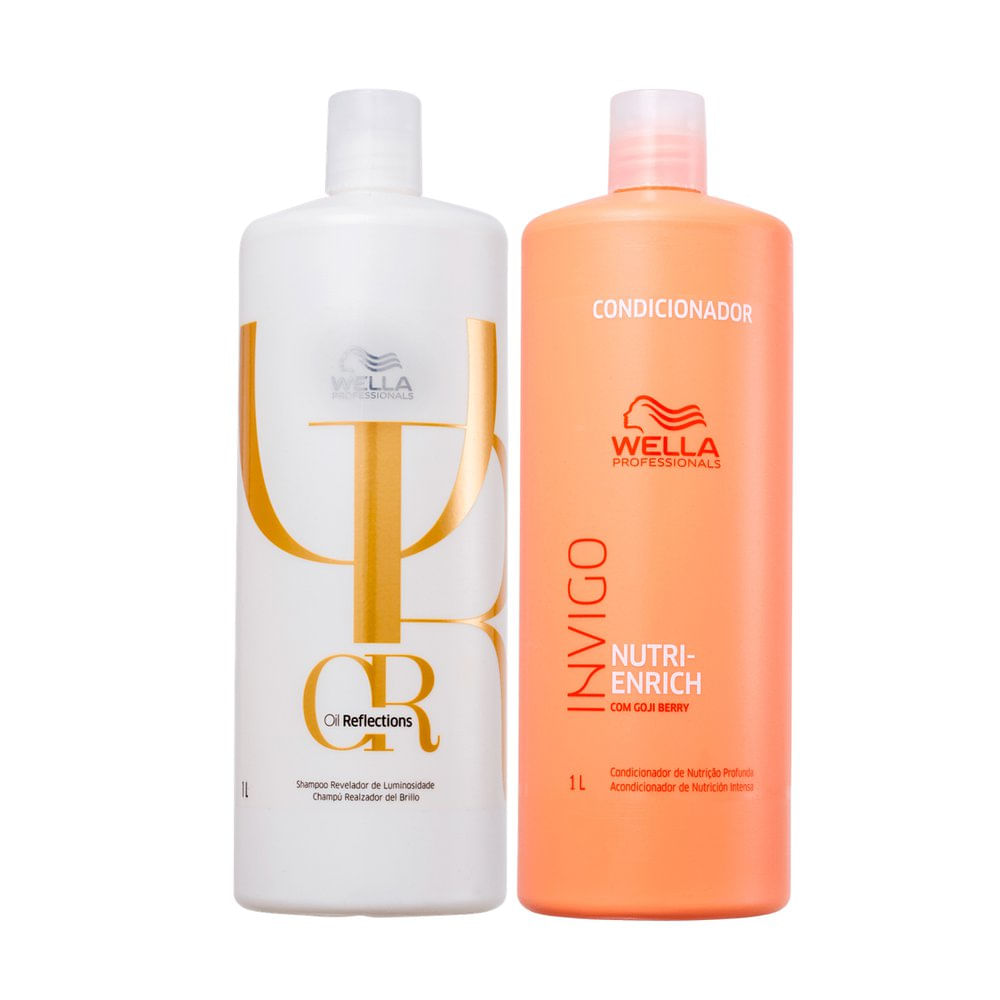 Kit Wella Shampoo Oil Reflections 1L + Condicionador Nutri Enrich 1L