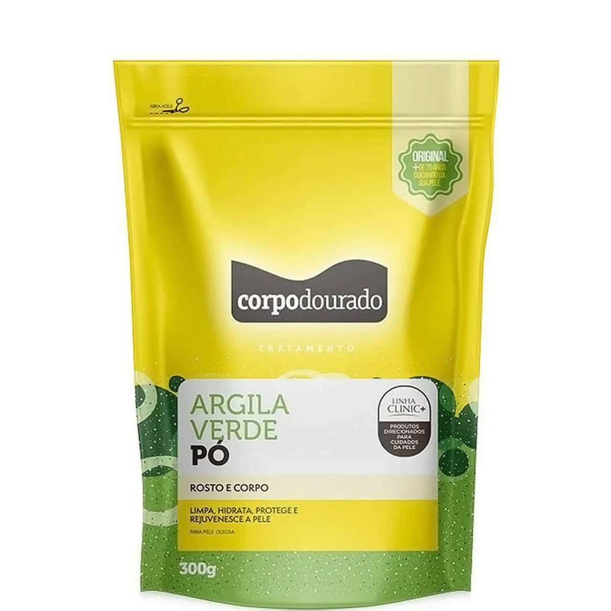 Corpo Dourado Clinic Mais - Argila Pó Verde Tratamento Facial Corporal e Capilar 300g