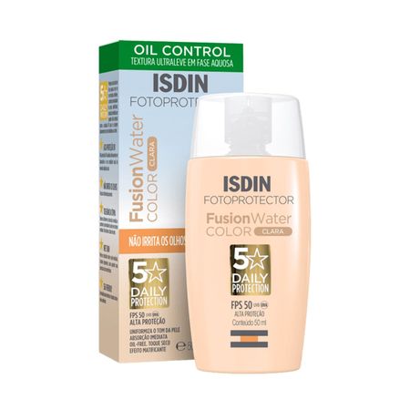 ISDIN-Fusion-Water-5-Stars-FPS50-Color-Clara---Protetor-Solar-Facial-com-Cor-50ml--2