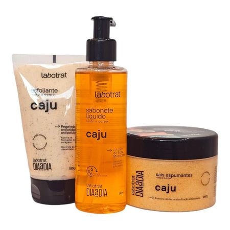 Kit-Labotrat-Dia-a-Dia-Caju---Sabonete-Líquido-190ml-+-Esfoliante-150g-+-Sais-Espumantes-280g--1