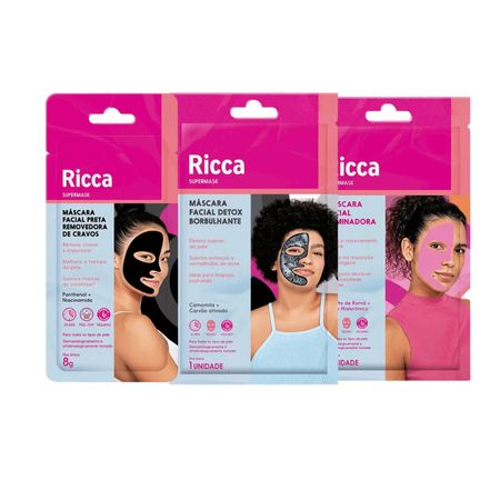 Kit-Com-3-Máscaras-Faciais---Máscara-Preta-Removedora-de-Cravos-+-Máscara-Iluminadora-+-Máscara-Detox--1