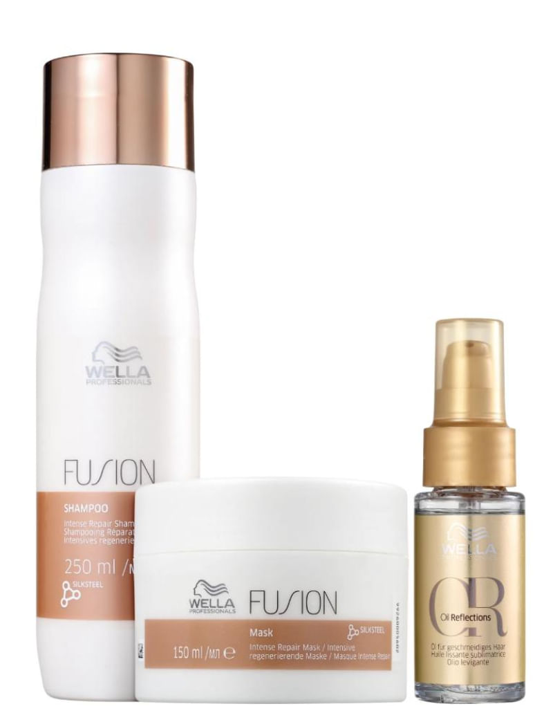 Kit Wella Professionals Fusion Shampoo 250ml + Máscara 150ml + Óleo Capilar 30ml