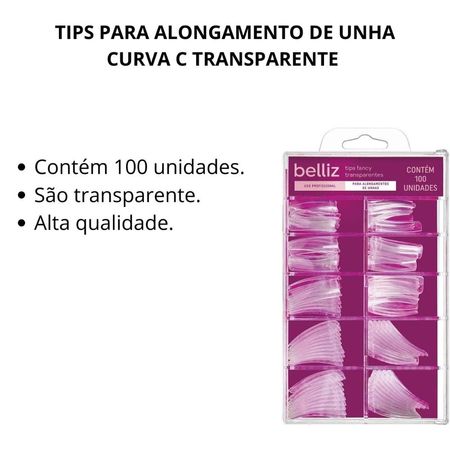 Tips-Para-Alongamento-de-Unha-Belliz-Curva-C-Transparente-C/100-Uni-Cód.1298--2