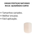 Unhas Postiças Naturais Ricca Belliz Quadrado Curto 1336