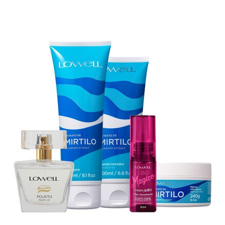 Kit-Lowell-Extrato-de-Mirtilo-Shampoo-Condicionador-Máscara-Liso-Magico-Óleo-e-Pour-Toi-Parfum-Cabelo-e-Corpo-(5-produto--1