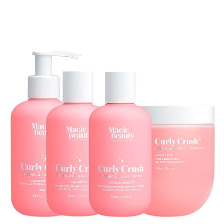 Kit-Magic-Beauty-Curly-Crush---Shampoo-250ml-+-Condicionador-250ml-+-Creme-Para-Pentear-e-Ativador-300ml-+--Gelatina-Modeladora-Magic-Jelly-500g--1