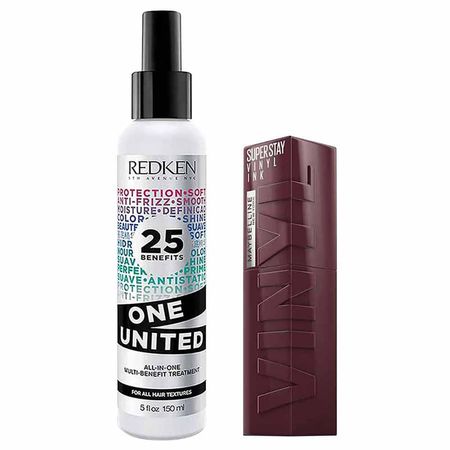 Redken-e-Maybelline-Kit---Spray-de-Tratamento-One-United-+-Batom-Líquido-Super-Stay-Vinyl-Ink-Fearless-Kit--1