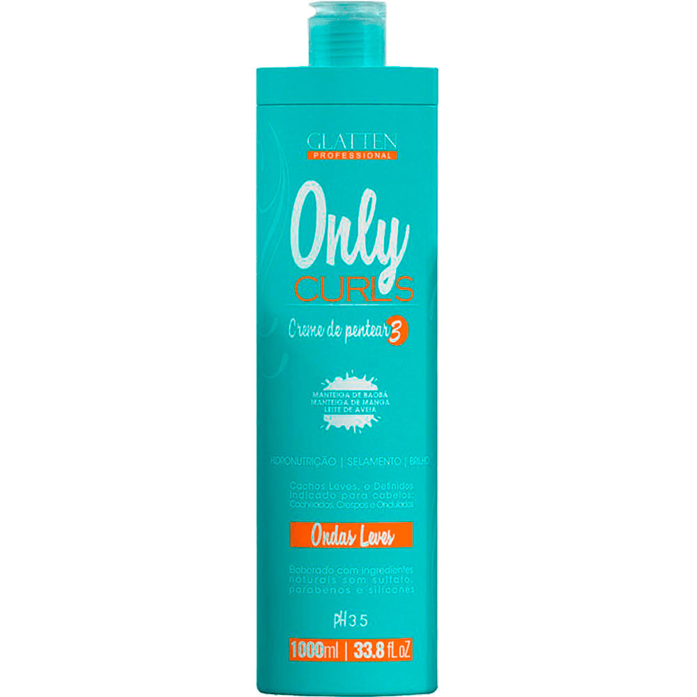 Glatten Only Curls - Creme de Pentear Cachos Hidronutrição Selamento e Brilho 1kg