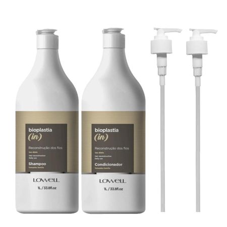 Kit-Lowell-Bioplastia-(In)---Shampoo-1L-e-Condicionador-1L-+-Válvulas-pump--1