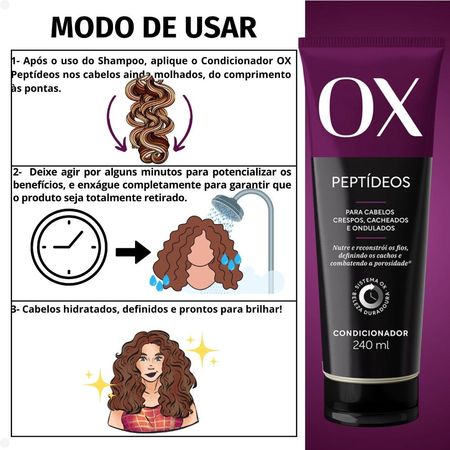Condicionador-OX-Peptídeos-Cabelos-Crespos,-Cacheados-e-Ondulados-240ml--2