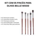 Kit Com 05 Pincéis Para Olhos Belliz Wood