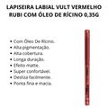 Lapiseira Labial Vult Vermelho Rubi Com Óleo de Rícino 0,35g