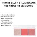 Trio de Blush e Iluminador Ruby Rose 20,8g