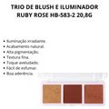 Trio de Blush e Iluminador Ruby Rose 20,8g