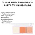 Trio de Blush e Iluminador Ruby Rose 20,8g