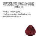 Coloração Creme Acquaflora Vegana 77.66 Louro Natural Vermelho Intenso Especial 60g