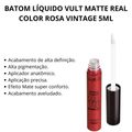Batom Líquido Vult Matte Real Color Rosa Vintage 5ml