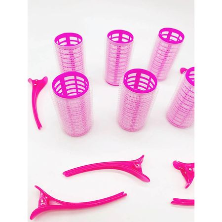 Nobrand---Kit-Bobes-de-Cabelo-com-Velcro-e-Grampo-28mm-Nº-3-Rosa-(6-Peças)--6