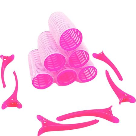 Nobrand---Kit-Bobes-de-Cabelo-com-Velcro-e-Grampo-28mm-Nº-3-Rosa-(6-Peças)--1