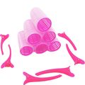 Nobrand - Kit Bobes de Cabelo com Velcro e Grampo 28mm Nº 3 Rosa (6 Peças)