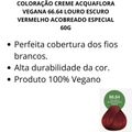 Coloração Creme Acquaflora Vegana 66.64 Louro Escuro Vermelho Acobreado Especial 60g