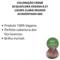Coloração Creme Acquaflora Vegana 8.21 Louro Claro Irisado Acinzentado 60g
