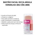 Bastão Facial Ricca Argila Vermelha 30g