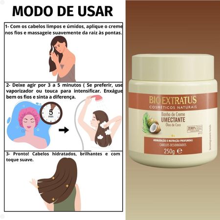 Kit-Bio-Extratus-Umectante-Óleo-de-Coco:-Shampoo-250ml,-Condicionador-250ml,-Banho-de-Creme-250g,-e-Finalizador-150g--7