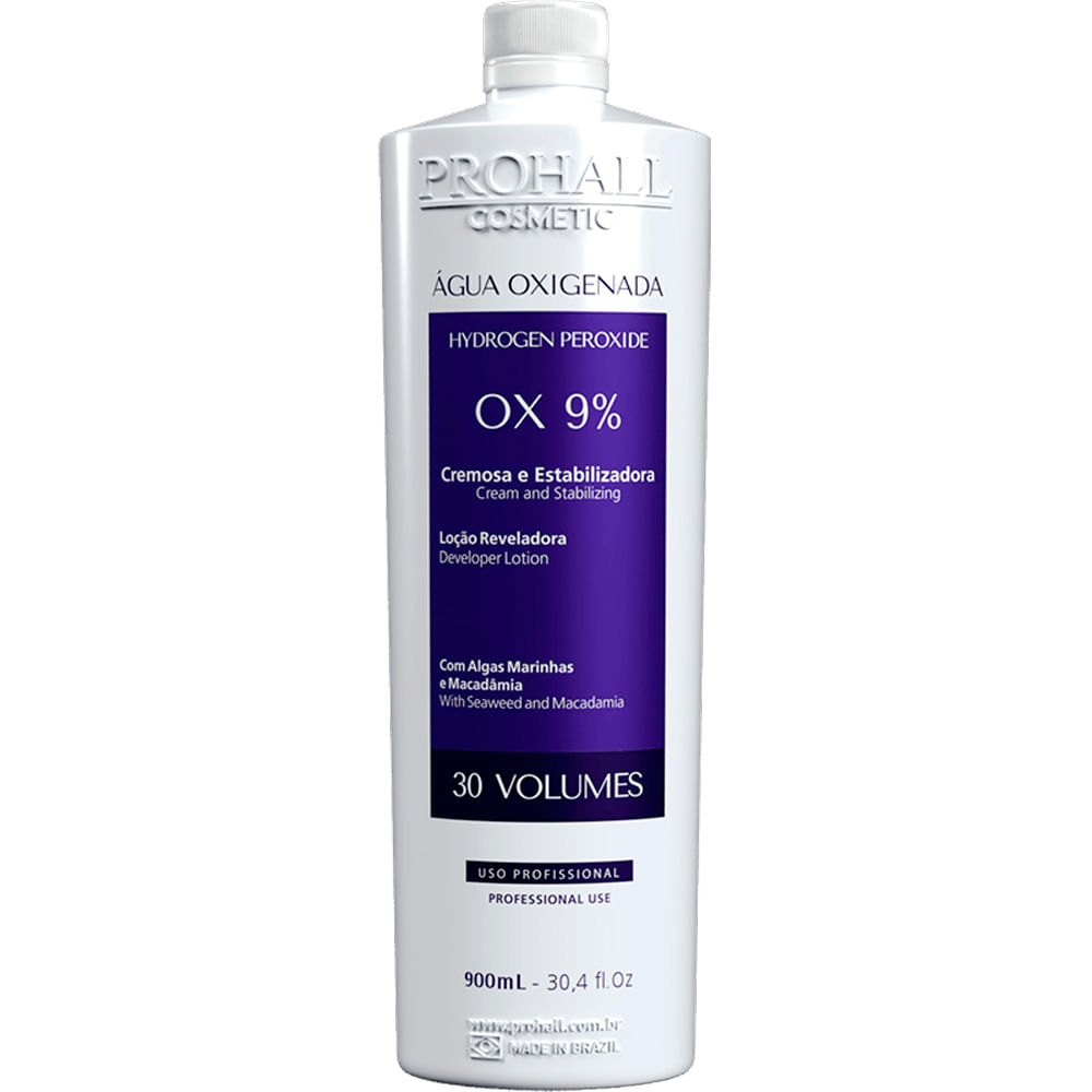 Prohall Cosmetic - Água Oxigenada Cremosa OX 9% 30 Volumes 900ml