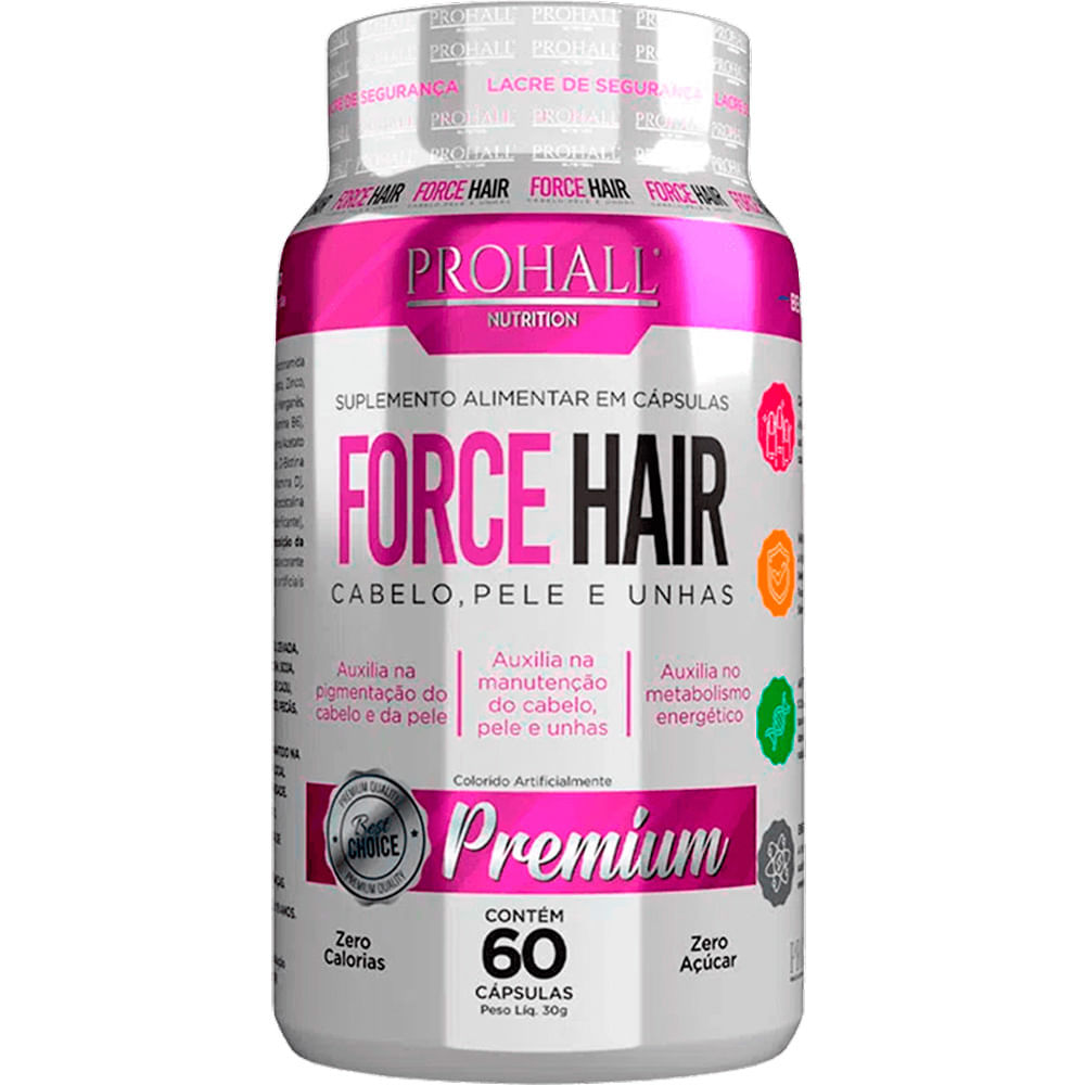 Prohall Cosmetic Force Hair - Cápsulas Fortalecimento Capilar Pele Unhas 30 dias