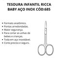Tesoura Infantil Ricca Baby Aço Inox