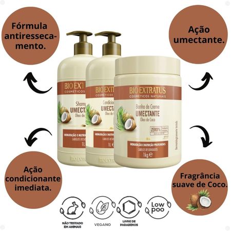Kit-Bio-Extratus-Umectante-Óleo-de-Coco:-Shampoo-1L,-Condicionador-1L-e-Banho-de-Creme-1kg--2