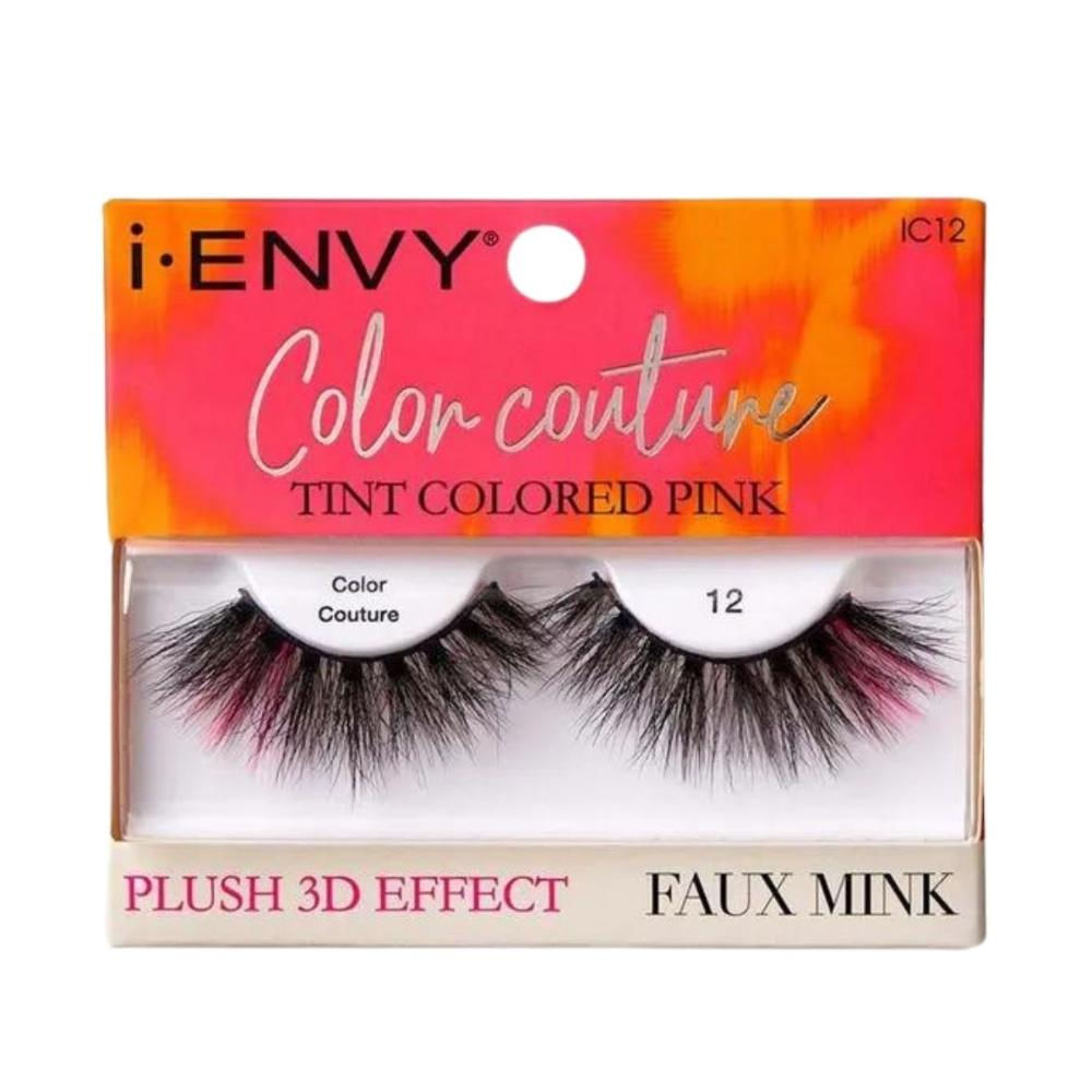 Cílios Postiços Kiss I-envy Color Couture Faux Mink Tint Colored Pink Ic12