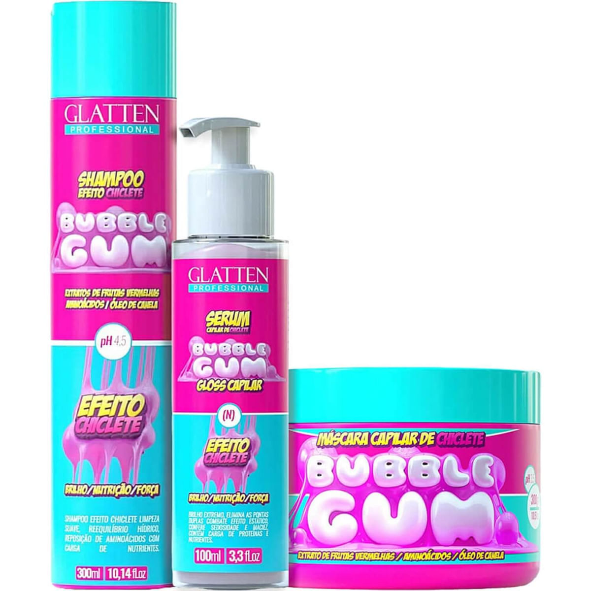 Glatten Bubble Gum - Kit Efeito Chiclete Trio