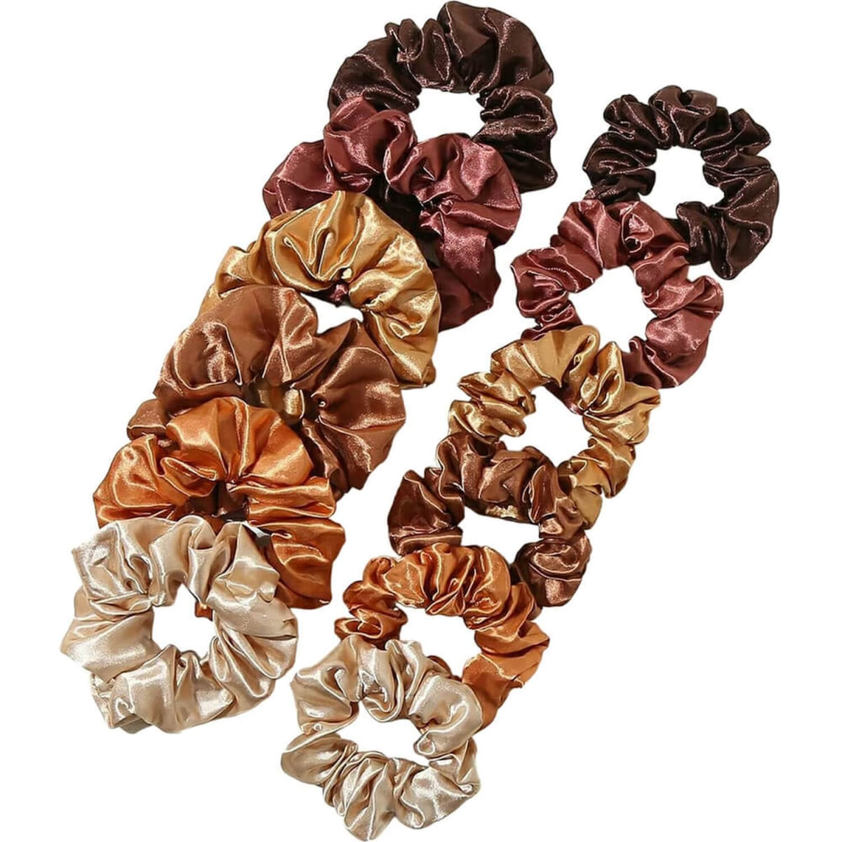 Nobrand - Kit Scrunchie Xuxinha de Cetim Multicor Paleta Outono Quente (12 Peças)