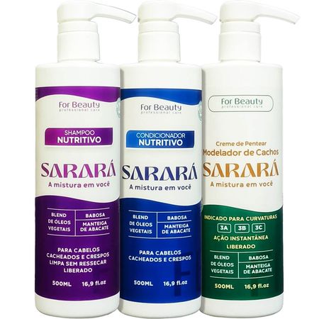 For-Beauty-Sarará-Kit-Nutritivo---Shampoo-+-500ml-+-Condicionador-500ml-+-Creme-de-Pentear-500ml--1