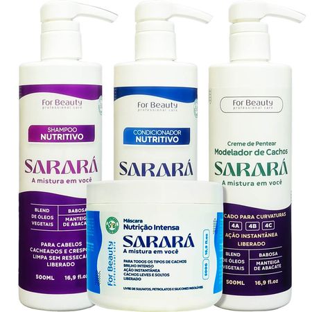 For-Beauty-Sarará-Kit-Nutritivo---Shampoo-500ml-+-Condicionador-500ml-+-Máscara-500g-+-Creme-de-Pentear-500ml--1