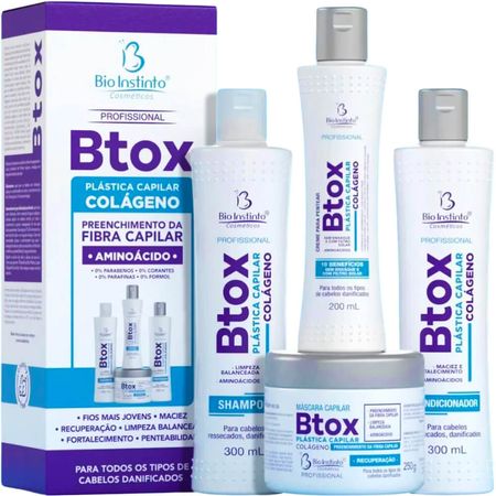 Bio-Instinto-Btox-Plástica-Capilar-Kit-Colágeno-Capilar---Shampoo-300ml-+-Condicionador-300ml-+-Máscara-250g-+-Creme-de-Pentear-200ml--1