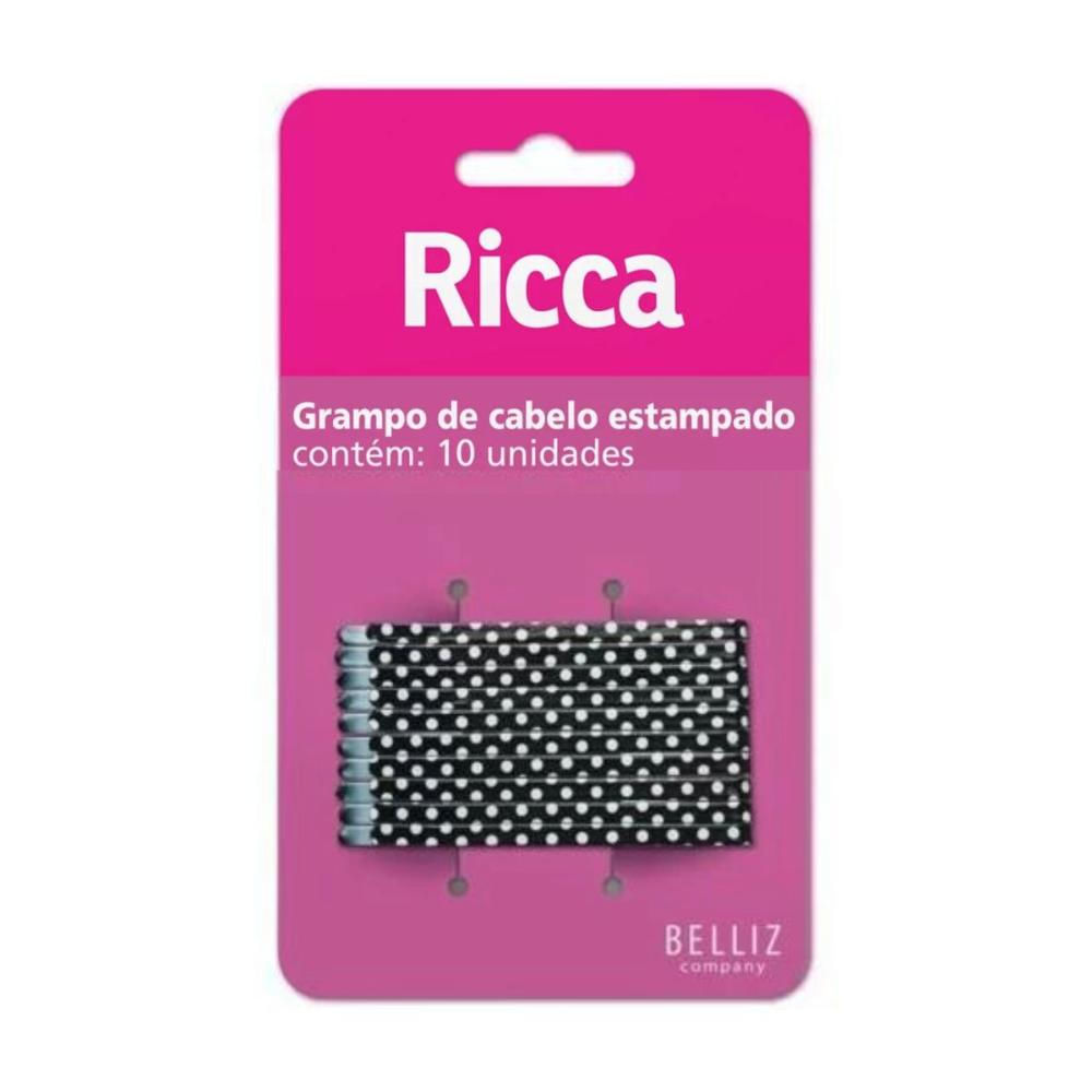 Grampo de Cabelo Estampado Ricca Style Poir C/10un