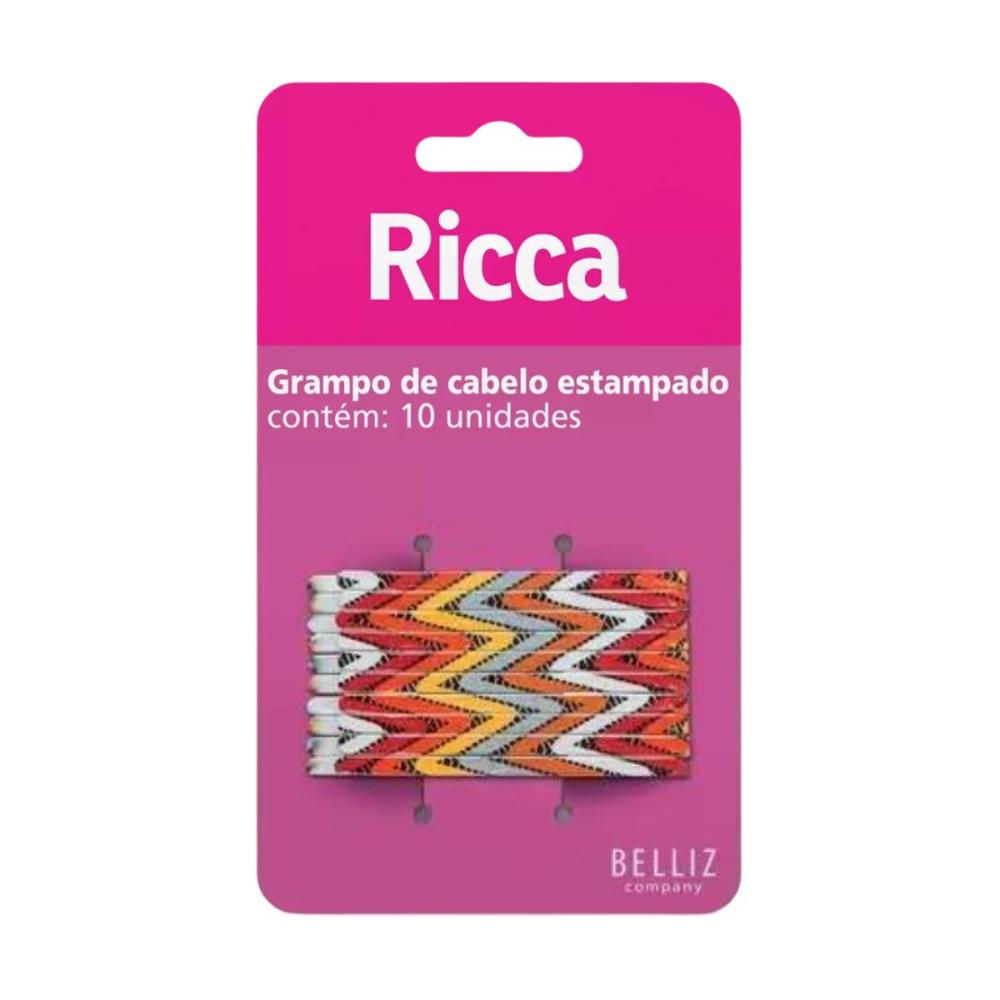 Grampo de Cabelo Estampado Ricca Style Étnico C/10un
