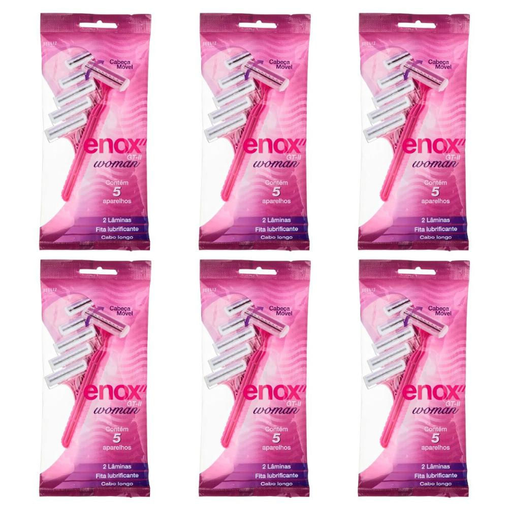 Kit Aparelho de Depilar Descartável Enox Gt-2 Woman com 6 Unidades