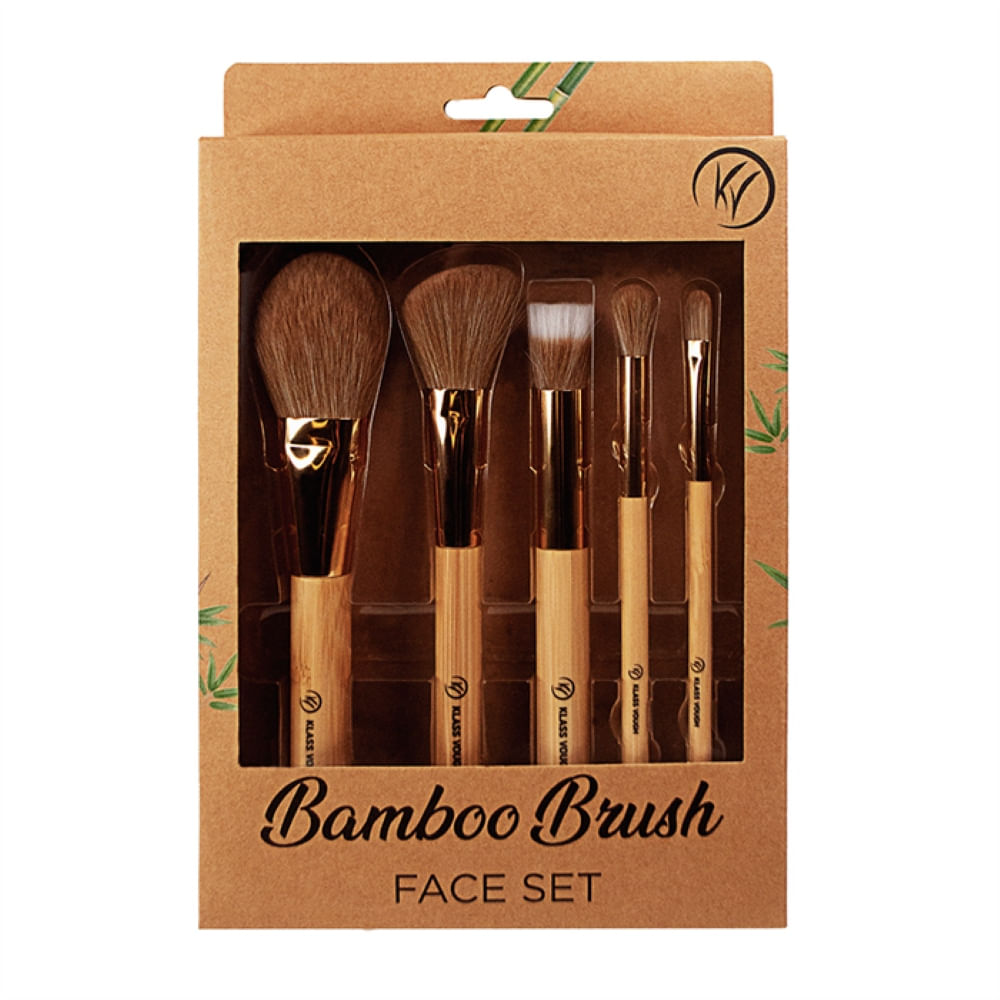 Kit Pincel de Maquiagem Klass Vough Bamboo Brush Face Set com 5 Pincéis