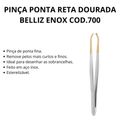 Pinça Ponta Reta Dourada Belliz Enox