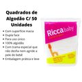 Quadrados de Algodão Baby Ricca Belliz Com 50 Unidades 94g