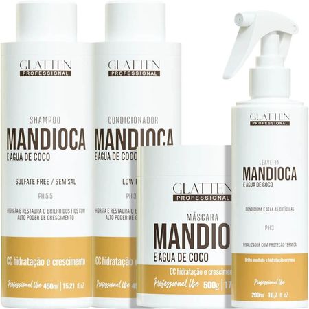 Glatten-Mandioca-e-Água-de-Coco-Kit---Shampoo-450ml-+-Condicionador-450ml-+-Máscara-500g-+-Leave---In-200ml--1