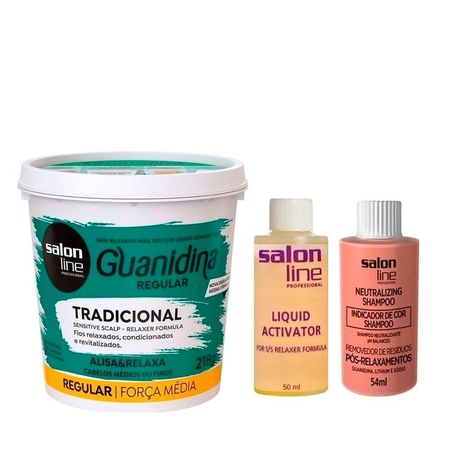 Kit-Salon-Line-Guanidina-Média-Cabelos-Médios-e-Finos---Base-Relaxante-Guanidina-218g-+-Liquid-Activador-+-Indicador-de-cor--1