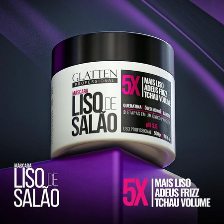 Glatten-Liso-de-Salão---Máscara-5X-Mais-Liso-Antifrizz-Antivolume-500g--2