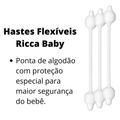 Kit Hastes Flexíveis Ricca Baby Com Ponta de Algodão  com 6 Unidades